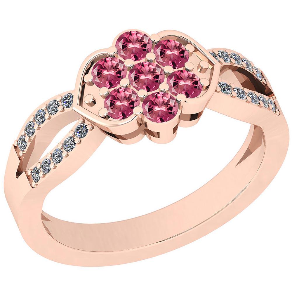 Certified 0.58 Ctw Pink Tourmaline And Diamond SI1/SI2: Certified 0.58 Ctw Pink Tourmaline And Diamond SI1/SI2 10K Rose Gold Ring **|**|** Center Stone Approx Weight: 0.48 Ctw (7 Pcs Round) Center Stone Color: Pink Tourmaline Center Stone Setting: Prong Si