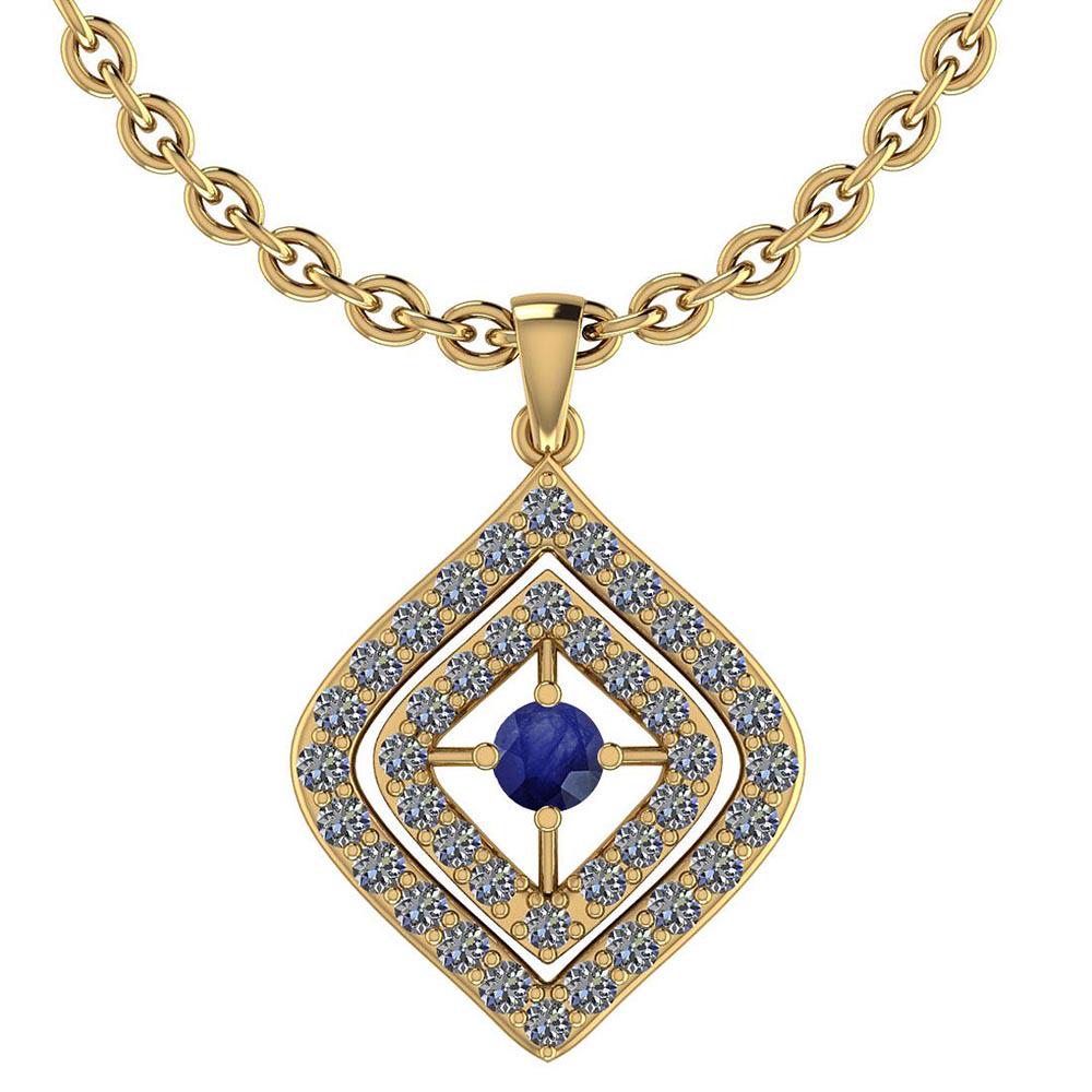 Certified 0.39 Ctw Blue Sapphire And Diamond VS/SI1 10K: Certified 0.39 Ctw Blue Sapphire And Diamond VS/SI1 10K Yellow Gold Pendant Necklace **|**|** Color Stone Approx Weight: 0.07 Ctw (1 Pcs Round) Center Stone Color: Blue Sapphire Center Stone Setting: