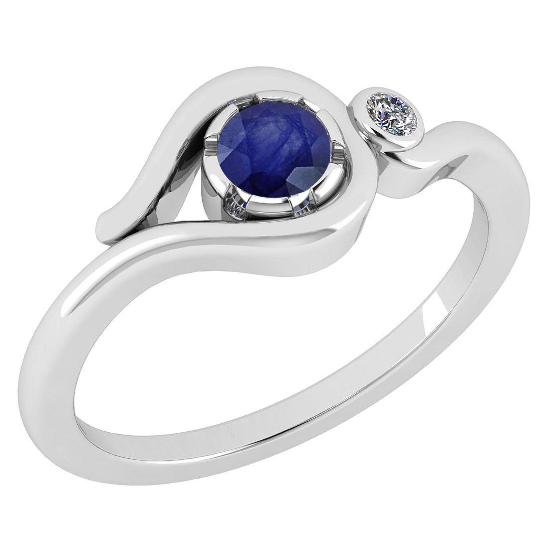 Certified 0.28 Ctw Blue Sapphire And Diamond 14K White: Certified 0.28 Ctw Blue Sapphire And Diamond 14K White Gold Solitaire Ring (VS/SI1) MADE IN USA **|**|** Center Stone Weight ; 0.25 Ctw (1 Pcs Round) Center Stone Color: Blue Sapphire Center Stone Set