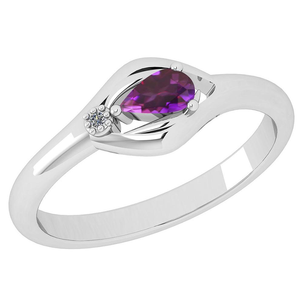 Certified 0.37 Ctw Amethyst And Diamond SI2/I1 14K Whit: Certified 0.37 Ctw Amethyst And Diamond SI2/I1 14K White Gold Ring **|**|** Color Stone Approx Weight: 0.35 Ctw (1 Pcs Pear) Center Stone Color: Amethyst Center Stone Setting: Prong Side Stone 0.02 Ct
