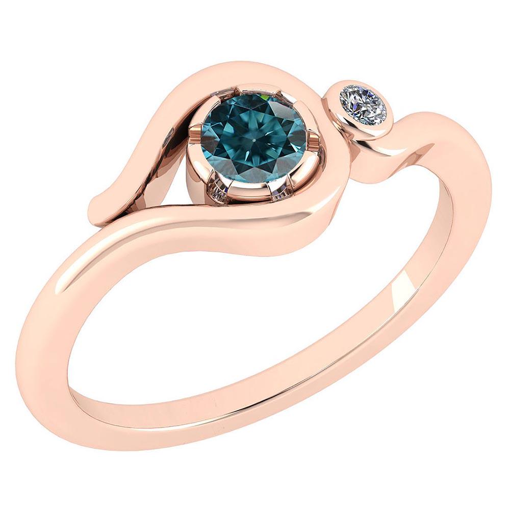 Certified 0.28 Ctw Treated Fancy Blue Diamond And Diamo: Certified 0.28 Ctw Treated Fancy Blue Diamond And Diamond 14K Rose Gold Solitaire Ring (I1/I2) MADE IN USA **|**|** Center Stone Weight ; 0.25 Ctw (1 Pcs Round) Center Stone Color: Treated Fancy Blue 