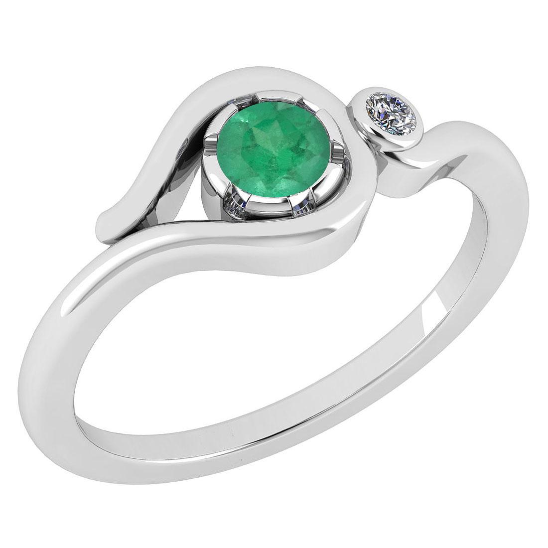 Certified 0.28 Ctw Emerald And Diamond 14K White Gold S: Certified 0.28 Ctw Emerald And Diamond 14K White Gold Solitaire Ring (VS/SI1) MADE IN USA **|**|** Center Stone Weight ; 0.25 Ctw (1 Pcs Round) Center Stone Color: Emerald Center Stone Setting ; Prong