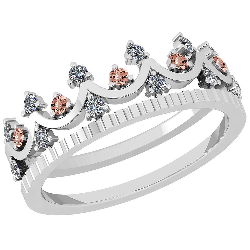 Certified 0.30 Ctw Morganite And Diamond SI1/SI2 10K Wh: Certified 0.30 Ctw Morganite And Diamond SI1/SI2 10K White Gold Ring **|**|** Center Stone Approx Weight: 0.09 Ctw (5 Pcs Round) Center Stone Color: Morganite Center Stone Setting: Prong Side Stone (1