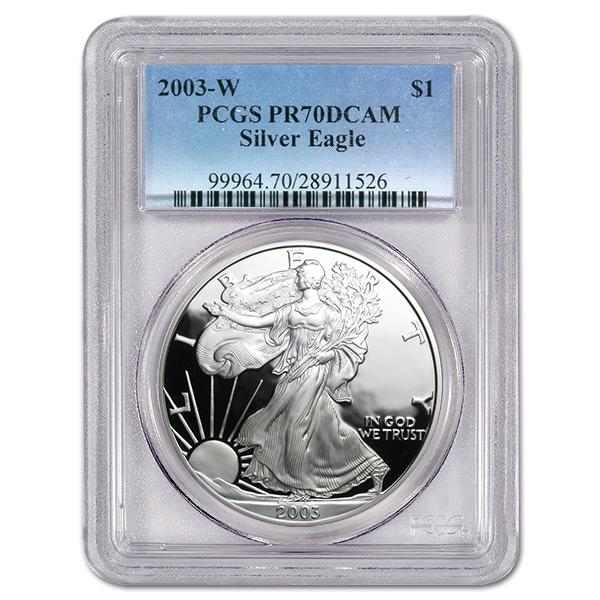 Certified Proof Silver Eagle 2003-W PR70DCAM PCGS: Certified Proof Silver Eagle 2003-W PR70DCAM PCGS **|**|** Certified Proof Silver Eagle 2003-W PR70DCAM PCGS #TSD49452