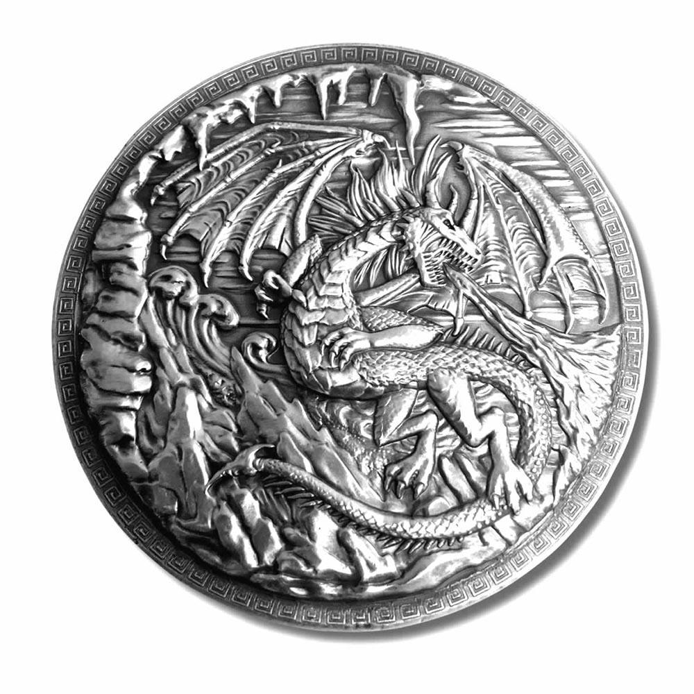 10 oz Silver .999 - Dragon vs Vikings Ultra High Relief: 10 oz Silver .999 - Dragon vs Vikings Ultra High Relief Fantasy Round w/Box **|**|** 10 oz Silver .999 - Dragon vs Vikings Ultra High Relief Fantasy Round w/Box #TSD46548