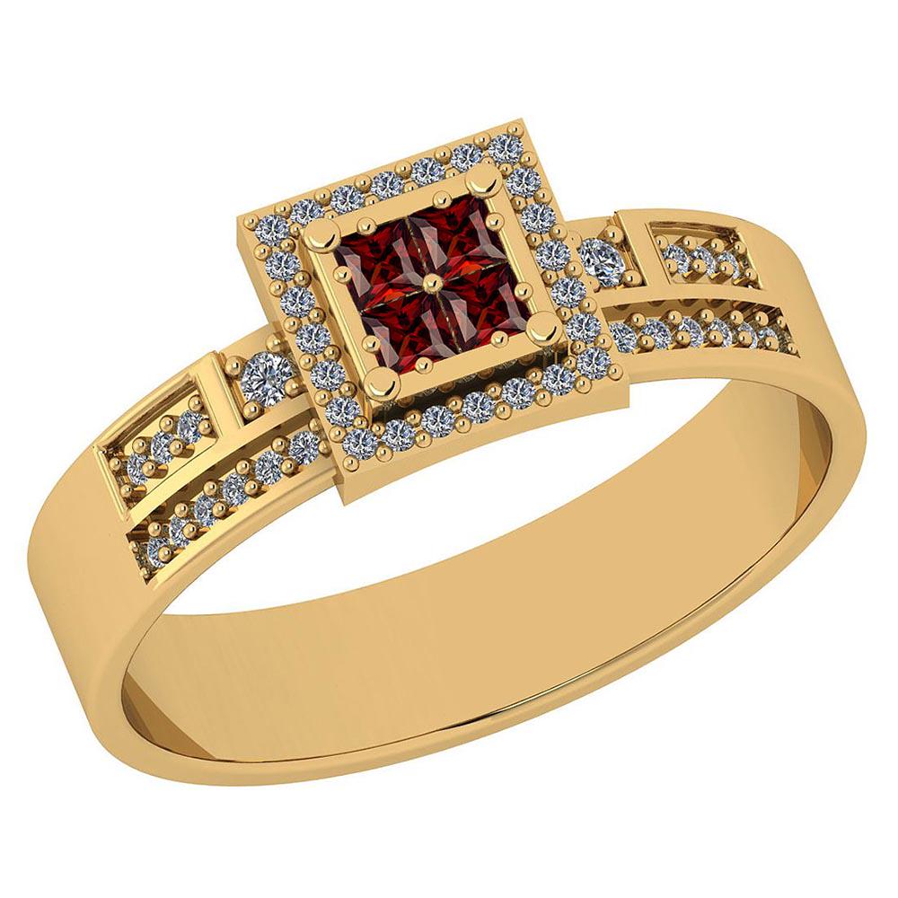 Certified 0.24 Ctw Garnet And Diamond SI2/I1 Vintage St: Certified 0.24 Ctw Garnet And Diamond SI2/I1 Vintage Style Wedding Ring 14K Gold **|**|** Center Stone Approx Weight: 0.12 Ctw (4Pcs Princess) Center Stone Color: Garnet Center Stone Setting: Prong Si
