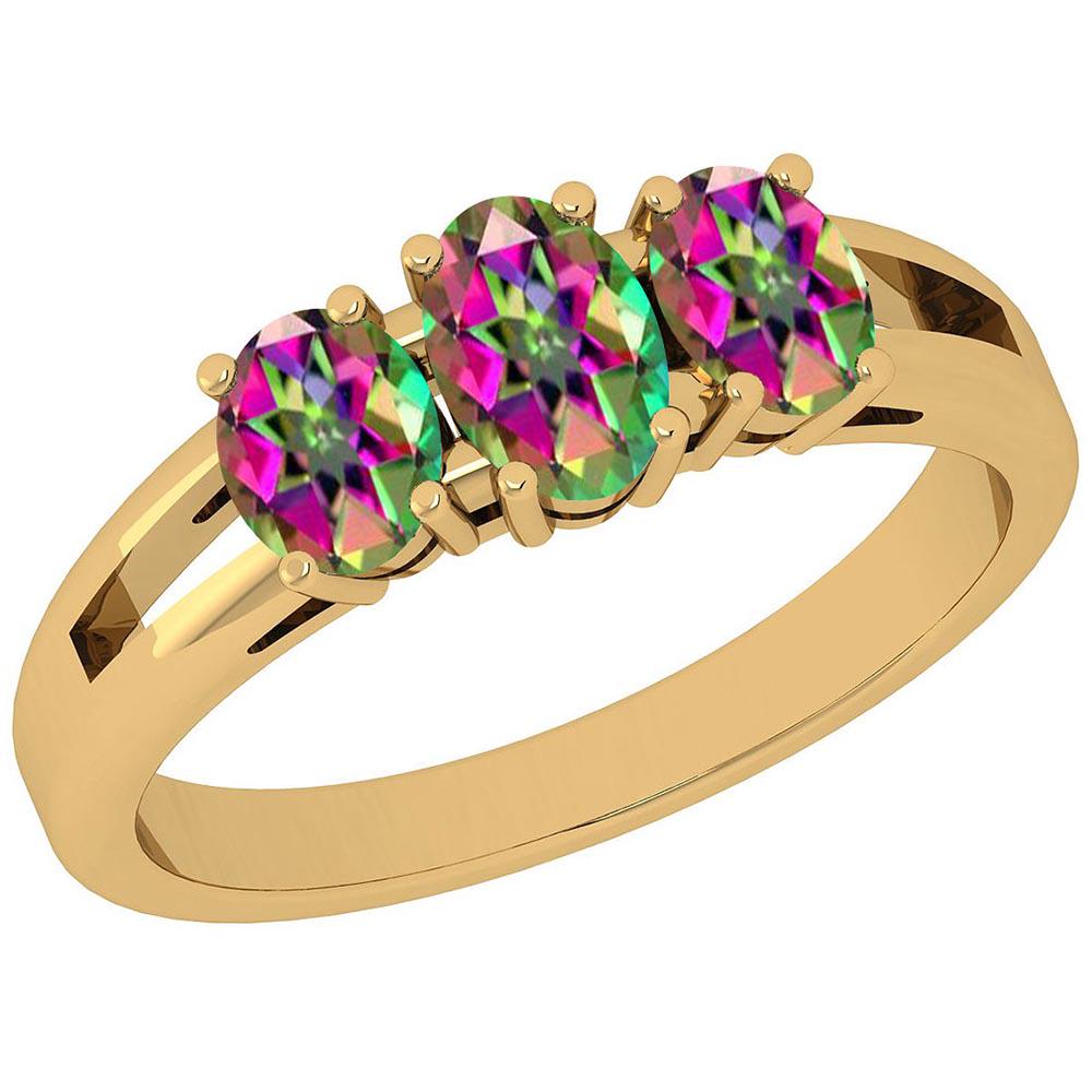 Certified 0.85 Ctw Mystic Topaz (3Stone) Prong Set 14K: Certified 0.85 Ctw Mystic Topaz (3Stone) Prong Set 14K Yellow Gold Solitaire Ring **|**|** Center Stone Approx Weight: 0.85 Ctw (3Pcs Oval) Center Stone Color: Mystic Topaz Center Stone Setting: Prong