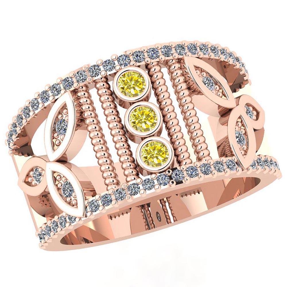 Certified 0.37 Ctw Treated Fancy Yellow Diamond And Whi: Certified 0.37 Ctw Treated Fancy Yellow Diamond And White Diamond I1/I2 Vintage Style Wedding Ring 14K Gold **|**|** Color Stone Approx Weight: 0.10 Ctw 3 Pcs Round Center Stone Color: Treated Fancy Y