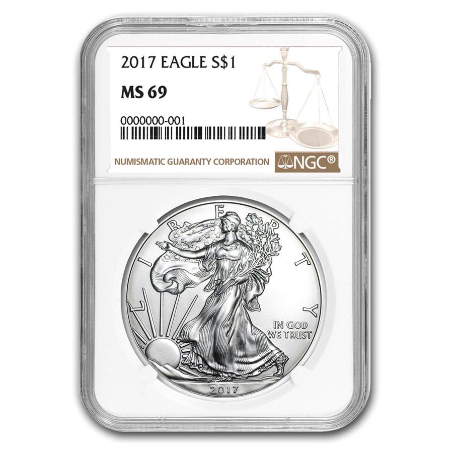 Certified Uncirculated Silver Eagle 2017 MS69 NGC: Certified Uncirculated Silver Eagle 2017 MS69 NGC **|**|** Certified Uncirculated Silver Eagle 2017 MS69 NGC #TSD49403