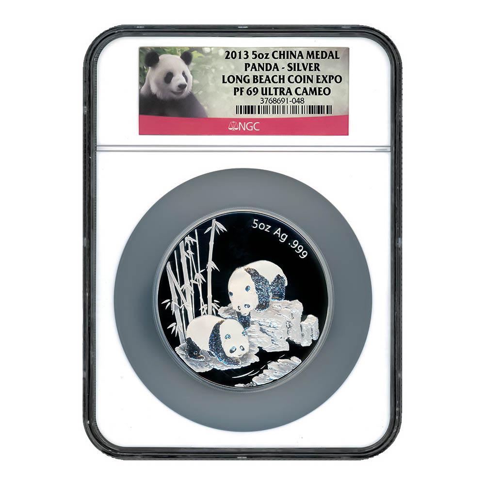 Pandaページ China 2013 5 Oz. Silver Panda Long Beach Coin Expo Pf69