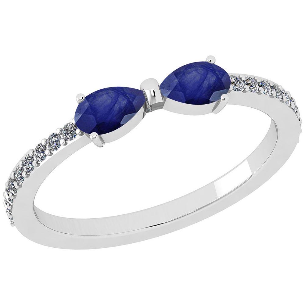 Certified 0.68 Ctw Blue Sapphire And Diamond VS/SI1 10K: Certified 0.68 Ctw Blue Sapphire And Diamond VS/SI1 10K White Gold Ring **|**|** Color Stone Approx Weight: 0.50 Ctw (2 Pcs Pear) Center Stone Color: Blue Sapphire Center Stone Setting: Prong Side Sto
