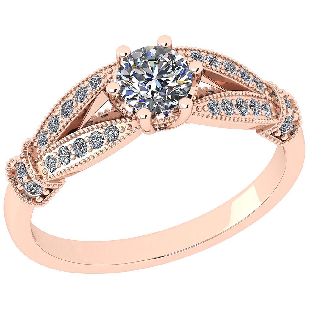 Certified 0.67 Ctw Diamond SI2/I1 Vintage Style 10k Ros: Certified 0.67 Ctw Diamond SI2/I1 Vintage Style 10k Rose Gold Engagement Ring **|**|** Color Stone Approx Weight: 0.45 Ctw (1 Pcs Round) Center Stone Color: White G-H Diamond Center Stone Clarity: SI2