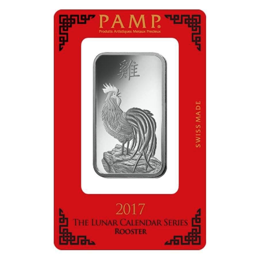 PAMP Suisse Silver Bar 1 oz - 2017 Rooster Design: PAMP Suisse Silver Bar 1 oz - 2017 Rooster Design **|**|** PAMP Suisse Silver Bar 1 oz - 2017 Rooster Design #TSD49250