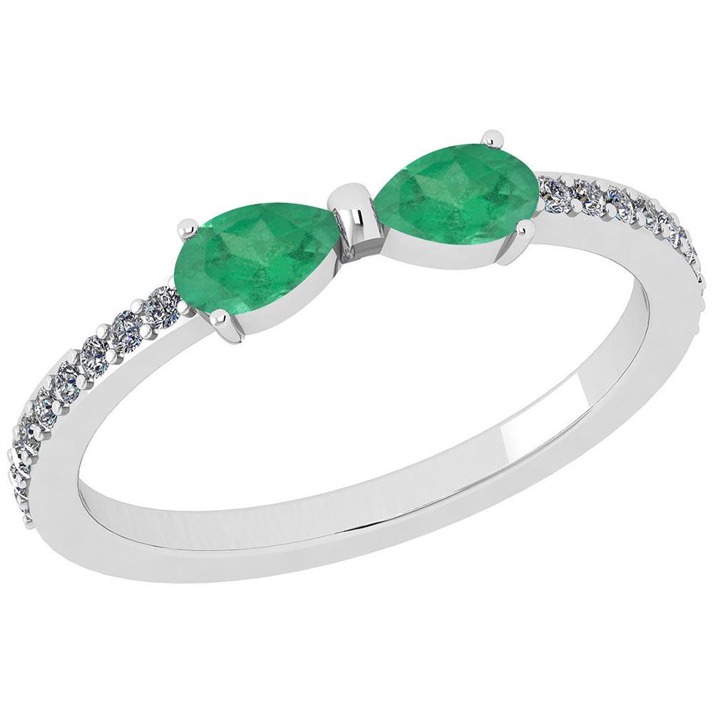 Certified 0.68 Ctw Emerald And Diamond VS/SI1 10K White: Certified 0.68 Ctw Emerald And Diamond VS/SI1 10K White Gold Ring **|**|** Color Stone Approx Weight: 0.50 Ctw (2 Pcs Pear) Center Stone Color: Emerald Center Stone Setting: Prong Side Stone 0.18 Ctw