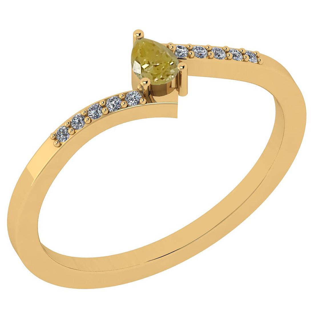 Certified 0.21 Ct Natural Brown Diamond And White Diamo: Certified 0.21 Ct Natural Brown Diamond And White Diamond VS/SI1 14k Yellow Gold Vintage Style Ring **|**|** Color Diamond Approx Weight: 0.16 Ctw (1 pcs Pear Cut) Center Stone Color: Natural Brown Di