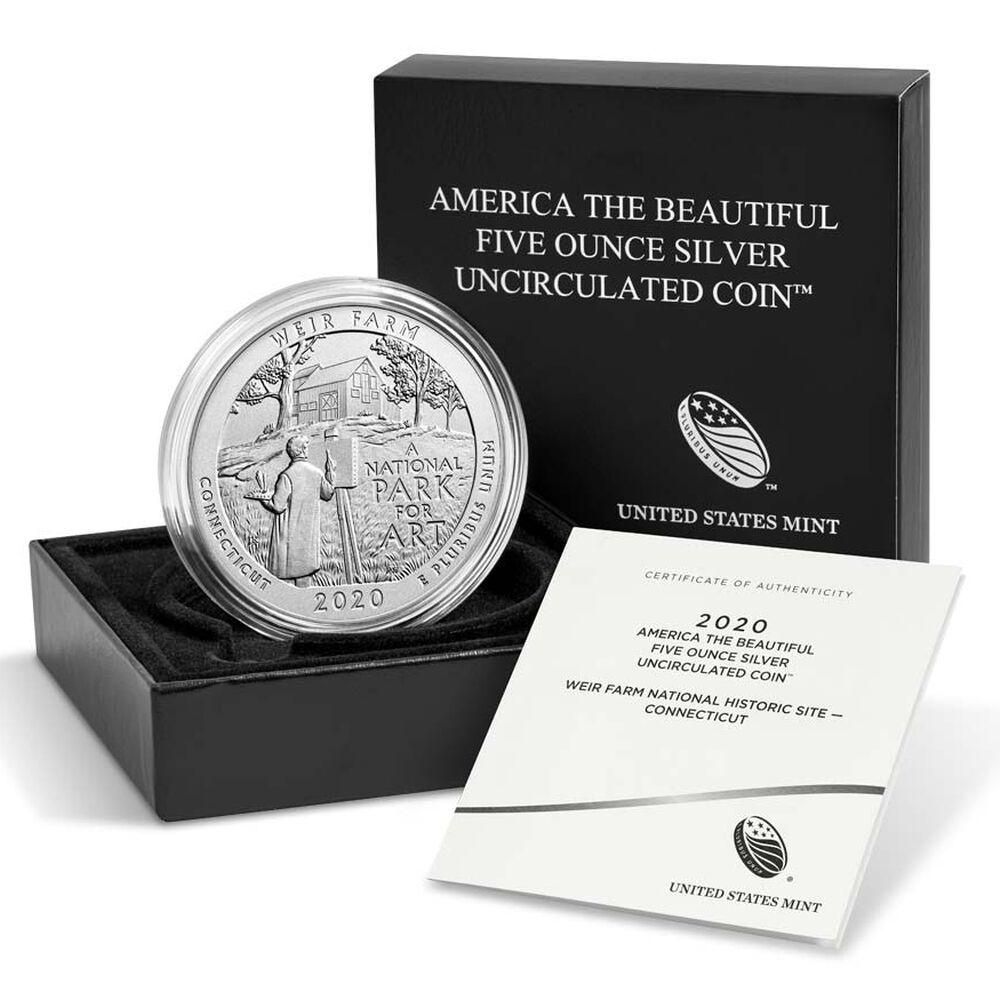 2020-P 5 oz Silver ATB Weir Farm (w Box and COA): 2020-P 5 oz Silver ATB Weir Farm (w Box and COA) **|**|** 2020-P 5 oz Silver ATB Weir Farm (w Box and COA) #TSD84217