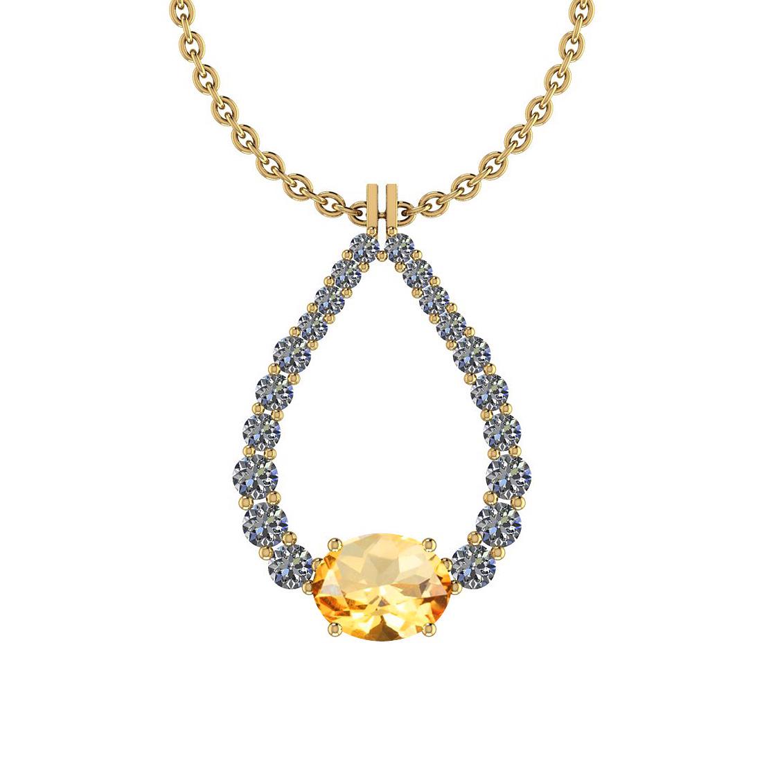 Certified 2.54 Ct Citrine and Diamond I1/I2 10K Yellow: Certified 2.54 Ct Citrine and Diamond I1/I2 10K Yellow Gold Pendant **|**|** Color Stone Approx Weight: 1.48 Ctw (1 pcs Oval Cut) Center Stone Color: Citrine Center Stone Setting: Prong Side Stone App