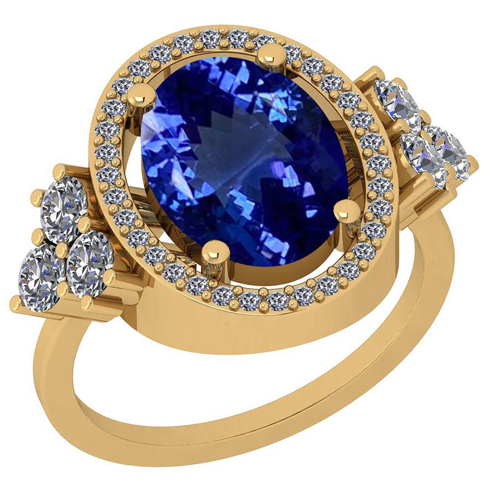 Certified 6.22 Ctw VS/SI1 Tanzanite and Diamond 14K Yel: Certified 6.22 Ctw VS/SI1 Tanzanite and Diamond 14K Yellow Gold Vintage Style Ring **|**|** Color Stone Approx Weight: 5.50 Ctw (1 pcs Oval) Center Stone Color: Tanzanite Center Stone Setting: Prong S