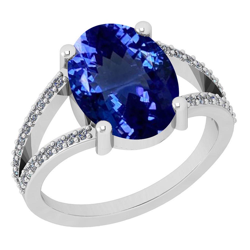 Certified 5.45 Ctw VS/SI1 Tanzanite and Diamond 14K Whi: Certified 5.45 Ctw VS/SI1 Tanzanite and Diamond 14K White Gold Vintage Style Ring **|**|** Color Stone Approx Weight: 5.27 Ctw (1 pcs Oval) Center Stone Color: Tanzanite Center Stone Setting: Prong Si