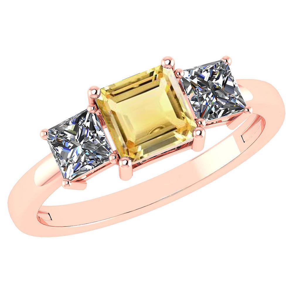 Certified 1.26 Ctw Citrine And Diamond I1/I2 14k Rose G: Certified 1.26 Ctw Citrine And Diamond I1/I2 14k Rose Gold Simple Ring **|**|** Center Stone Approx Weight: 0.80 Ctw (1 Pcs Princess) Center Stone Color: Citrine Center Stone Setting ; Prong Side Ston
