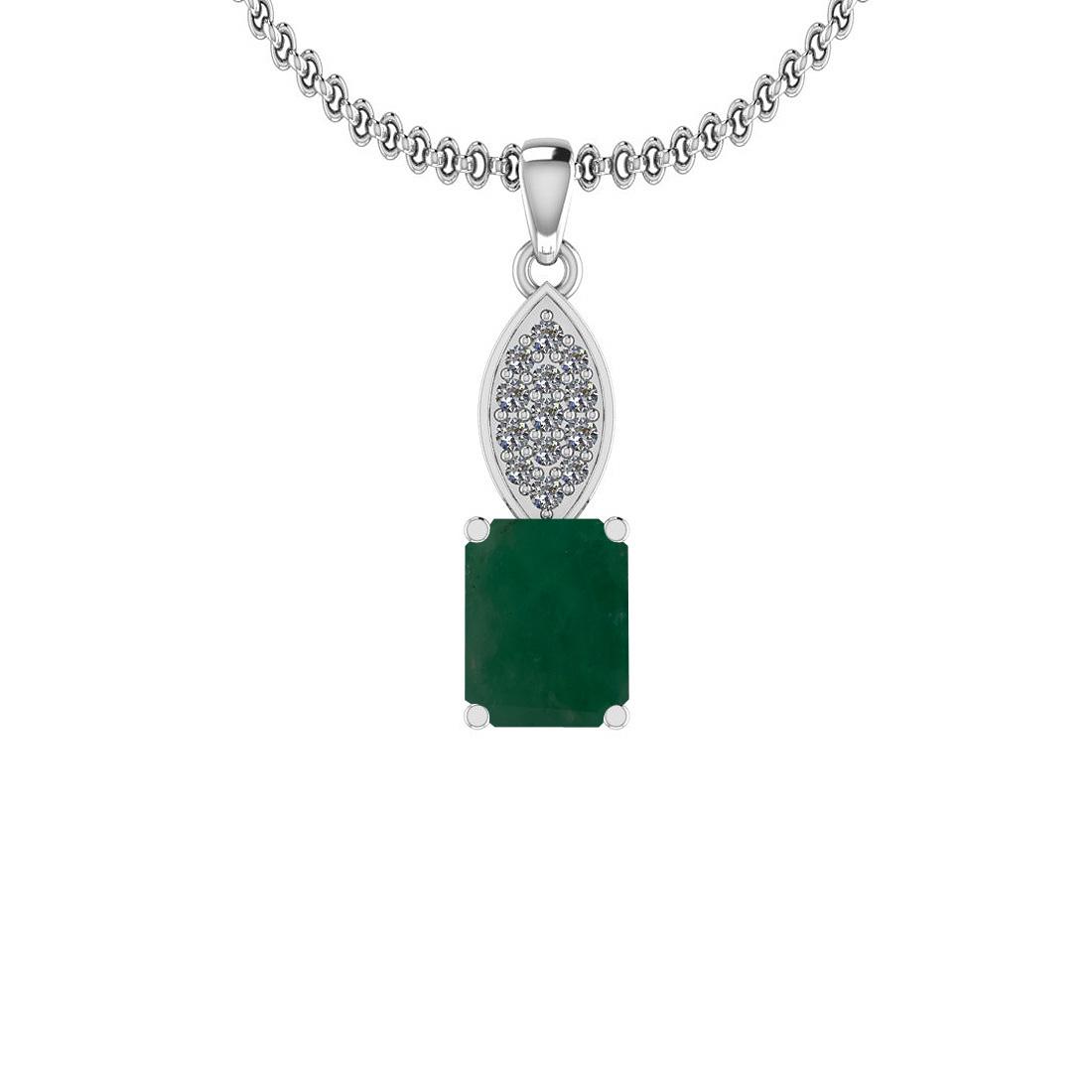 Certified 3.41 Ct VS/SI1 Emerald and Diamond 14k White: Certified 3.41 Ct VS/SI1 Emerald and Diamond 14k White Gold Vintage Style Pendant **|**|** Center Stone Approx Weight: 3.26 Ct (1 pcs Emerald Oct Cut) Center Stone Color: Emerald Center Stone Setting: