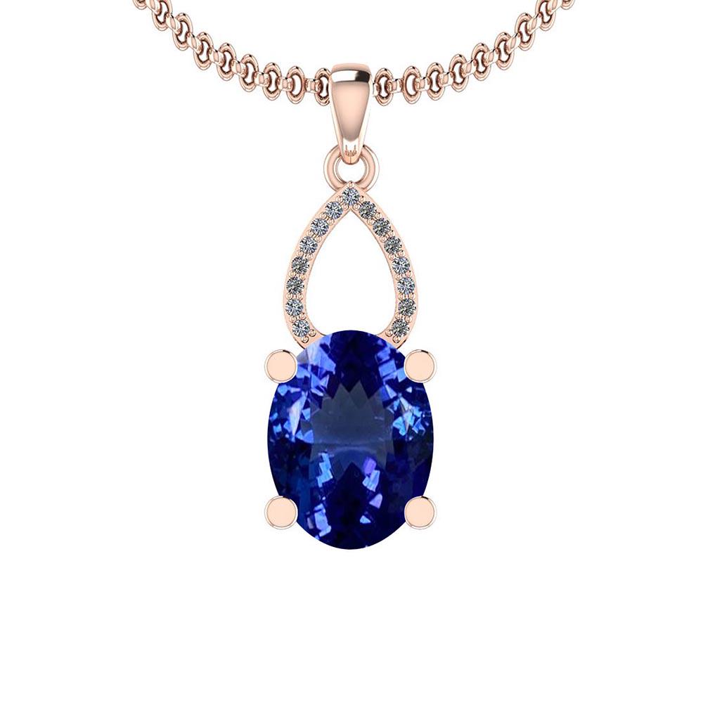 Certified 5.64 Ctw VS/SI1 Tanzanite and Diamond 14K Ros: Certified 5.64 Ctw VS/SI1 Tanzanite and Diamond 14K Rose Gold Vintage Style Pendant **|**|** Color Stone Approx Weight: 5.56 Ctw (1 pcs Oval) Center Stone Color: Tanzanite Center Stone Setting: Prong