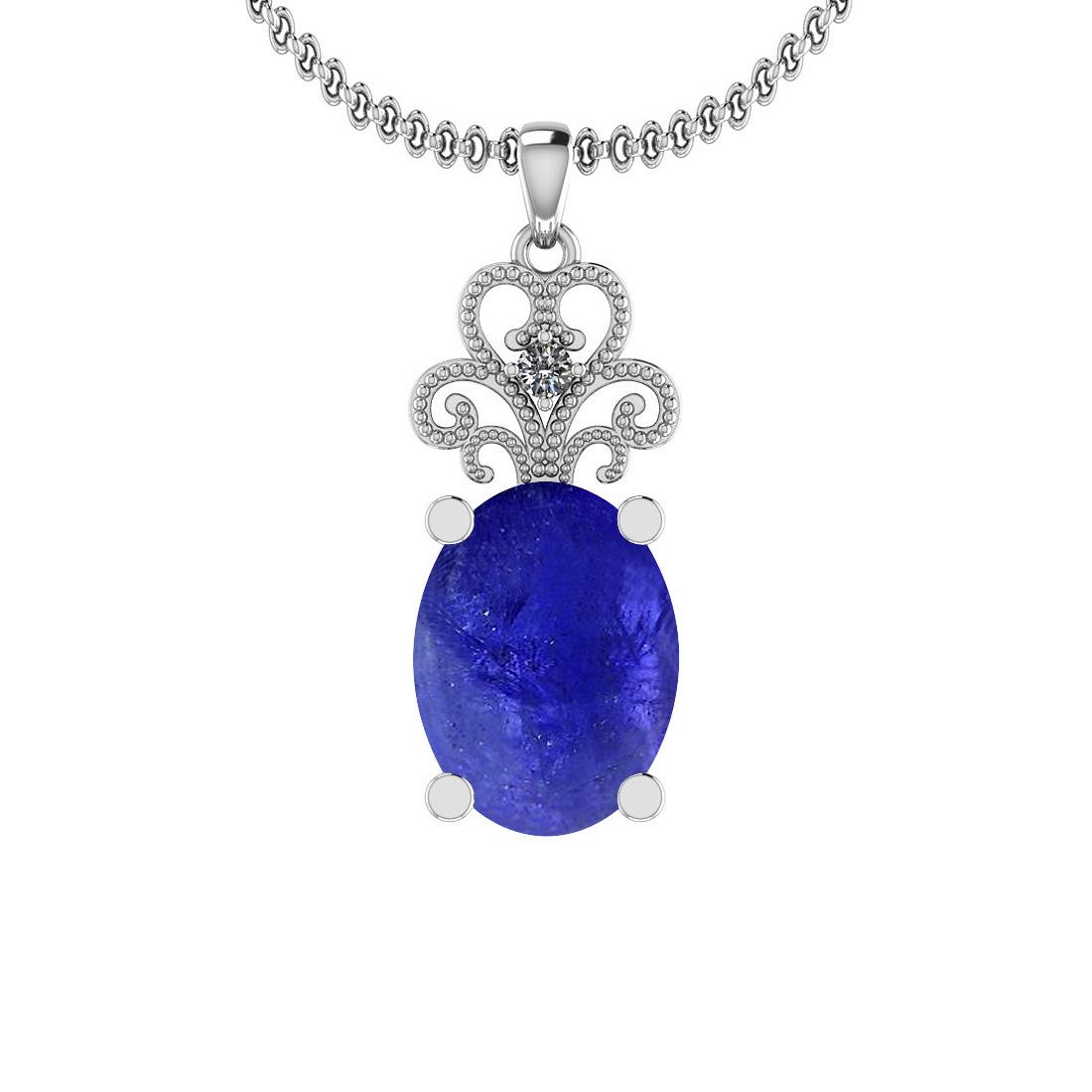 Certified 12.43 Ct VS/SI1 Tanzanite And Diamond 14K Whi: Certified 12.43 Ct VS/SI1 Tanzanite And Diamond 14K White Gold Pendant **|**|** Color Stone Approx Weight: 12.36 Ctw (1 pcs Oval Cab) Center Stone Color: Tanzanite Center Stone Setting: Prong Side Sto