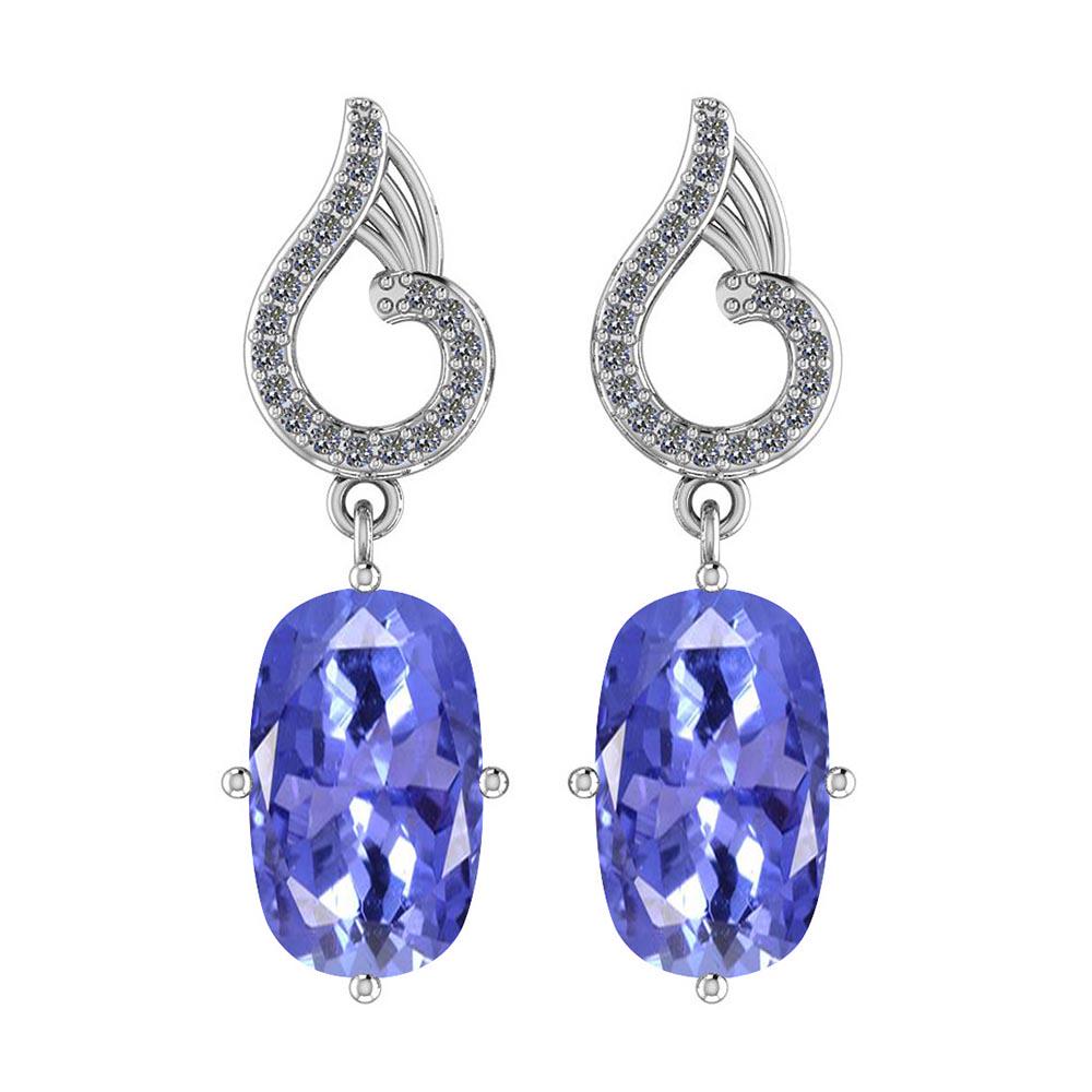 Certified 4.01 Ctw VS/SI1 Tanzanite and Diamond 14K Whi: Certified 4.01 Ctw VS/SI1 Tanzanite and Diamond 14K White Gold Earrings **|**|** Color Stone Approx Weight: 3.92 Ctw (2 pcs Cussion) Center Stone Color: Tanzanite Center Stone Setting: Prong Side Ston