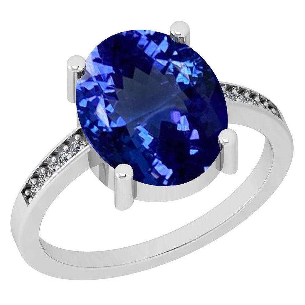 Certified 4.71 Ctw VS/SI1 Tanzanite and Diamond 14K Whi: Certified 4.71 Ctw VS/SI1 Tanzanite and Diamond 14K White Gold Vintage Style Ring **|**|** Color Stone Approx Weight: 4.65 Ctw (1 pcs Oval) Center Stone Color: Tanzanite Center Stone Setting: Prong Si