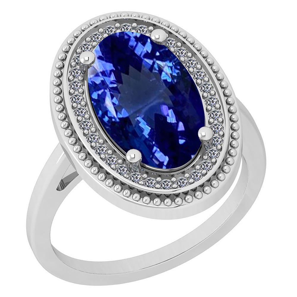 Certified 4.76 Ctw VS/SI1 Tanzanite and Diamond 14K Whi: Certified 4.76 Ctw VS/SI1 Tanzanite and Diamond 14K White Gold Vintage Style Ring **|**|** Color Stone Approx Weight: 4.60 Ctw (1 pcs Oval) Center Stone Color: Tanzanite Center Stone Setting: Prong Si