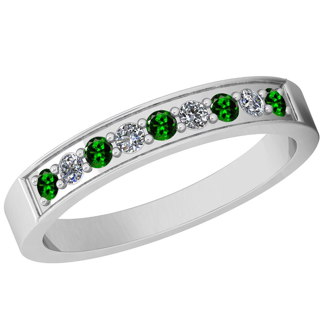 Certified 0.25 Ctw VS/SI1 Tsavorite And Diamond 14k Whi: Certified 0.25 Ctw VS/SI1 Tsavorite And Diamond 14k White Gold Band Ring **|**|** Center Stone Approx Weight: 0.20 Ctw (Round Cut) Center Stone Color: Tsavorite Center Stone Setting: Prong Side Stone