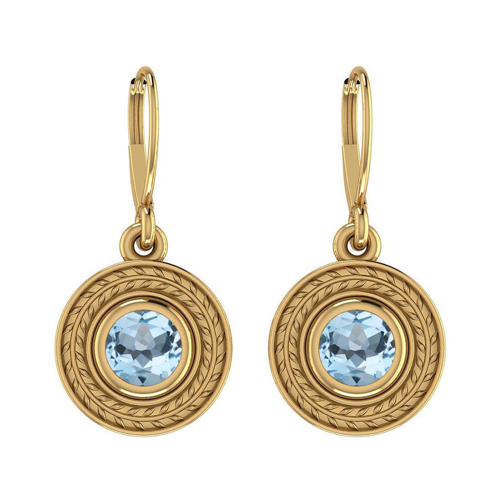 Certified 1.00 Ctw Blue Topaz Lever Lock Earrings 14K G: Certified 1.00 Ctw Blue Topaz Lever Lock Earrings 14K Gold **|**|** Center Stone Approx Weight: 1.00 Ctw (2Pcs Round) Center Stone Color: Blue Topaz Center Stone Setting: Bezel Metal Approx Weight: 2.