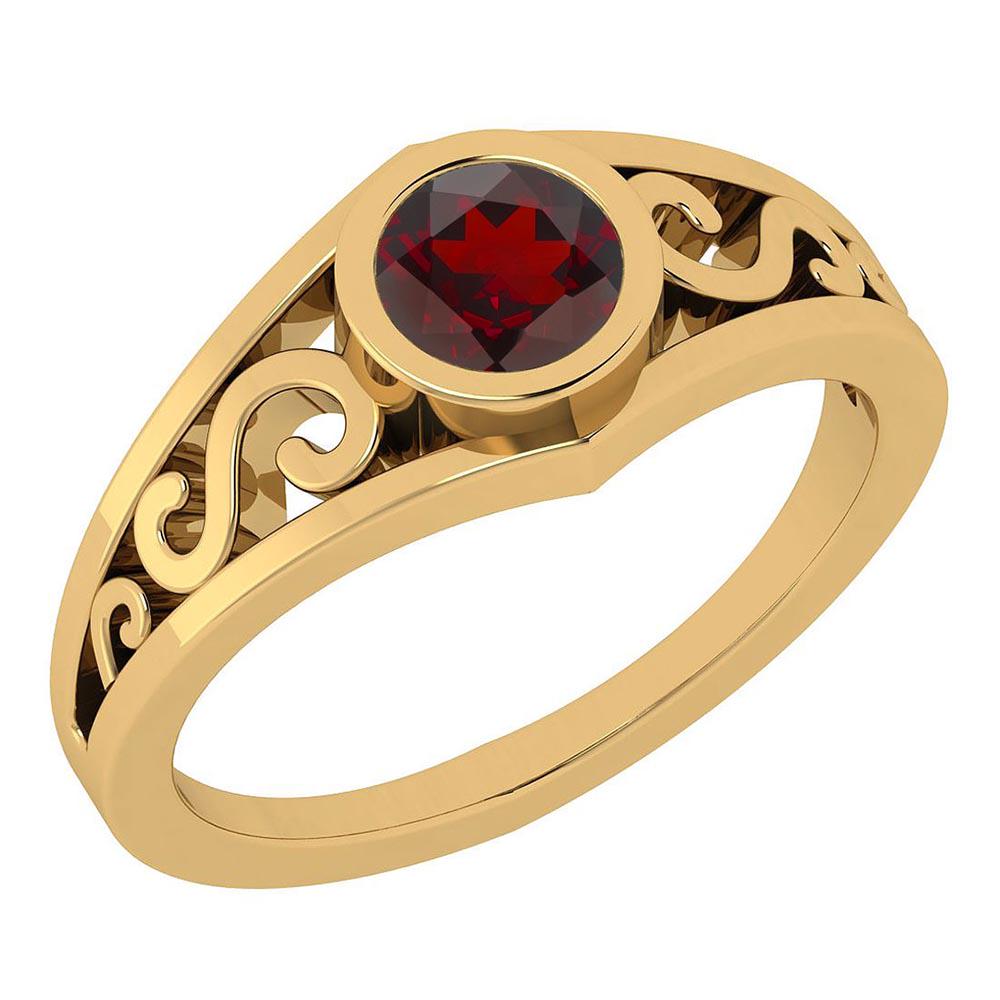 Certified 0.50 Ctw Garnet Filigree Style Bezel Set 14K: Certified 0.50 Ctw Garnet Filigree Style Bezel Set 14K Gold Solitaire Ring **|**|** Center Stone Approx Weight: 0.50 Ctw (1 Pcs Round) Center Stone Color: Garnet Center Stone Setting: Bezel Metal Appr