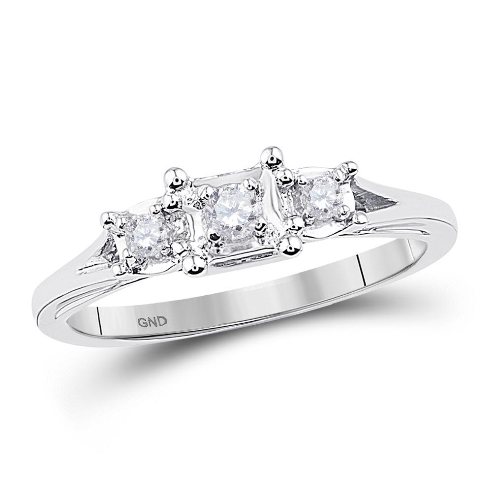 10kt White Gold Round Diamond 3-stone Bridal Wedding En: 10kt White Gold Round Diamond 3-stone Bridal Wedding Engagement Ring 1/10 Cttw **|**|** Metal Type: 10kt White Gold ; Item Number: 101877 ; Style: 3-stone ; Ring Size: Ring size selectable ; Carats To