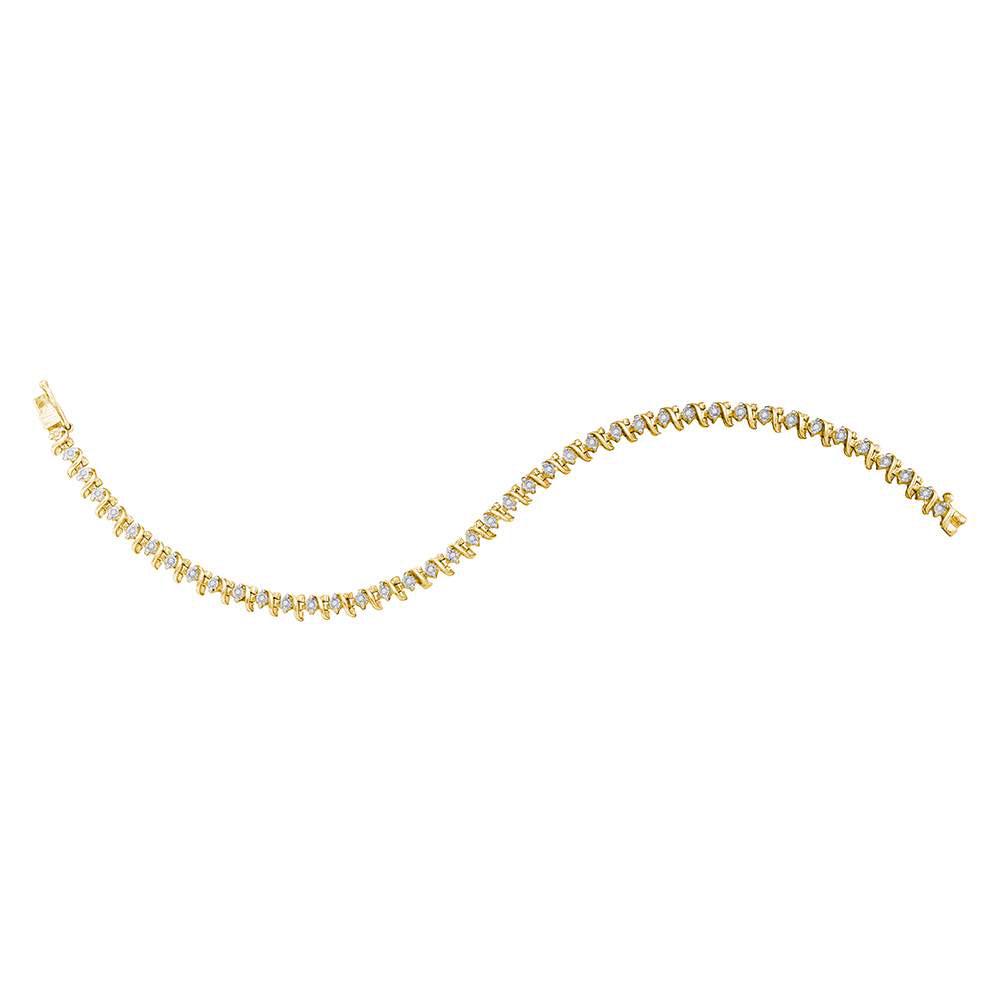 Yellow-tone Sterling Silver Womens Round Diamond S Link: Yellow-tone Sterling Silver Womens Round Diamond S Link Tennis Bracelet 1/3 Cttw **|**|** Metal Type: Sterling Silver ; Item Number: 87214 ; Style: Tennis ; Carats Total Weight *: 1/3 Ct.t.w. ; Primar