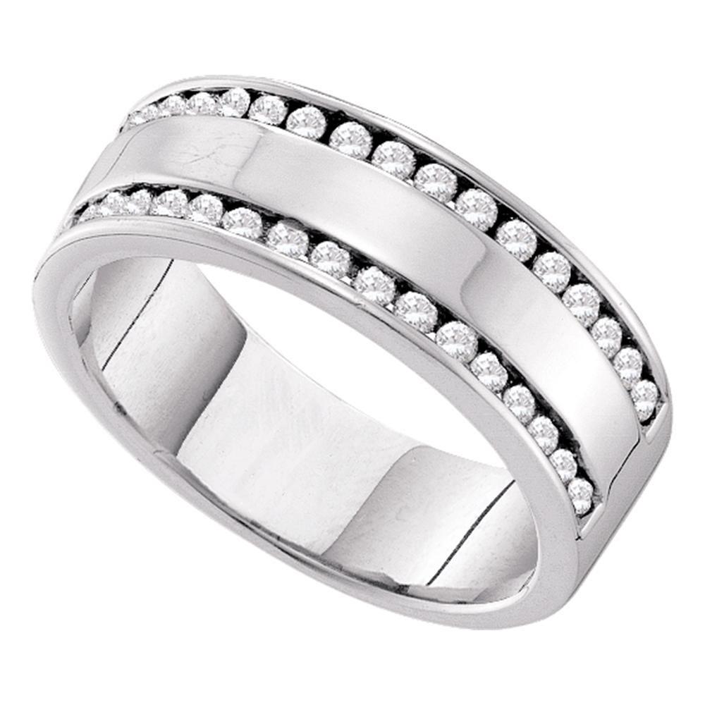 14kt White Gold Womens Round Channel-set Diamond Double: 14kt White Gold Womens Round Channel-set Diamond Double Row Wedding Band 1/2 Cttw **|**|** Metal Type: 14kt White Gold ; Item Number: 25935 ; Style: Bands ; Ring Size: 7 ; Carats Total Weight *: 1/2 C