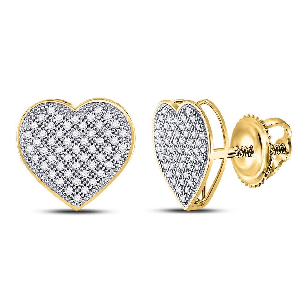 10kt Yellow Gold Womens Round Diamond Heart Cluster Ear: 10kt Yellow Gold Womens Round Diamond Heart Cluster Earrings 1/3 Cttw **|**|** Metal Type: 10kt Yellow Gold ; Item Number: 50209 ; Style: Hearts & Love ; Carats Total Weight *: 1/3 Ct.t.w. ; Primary G