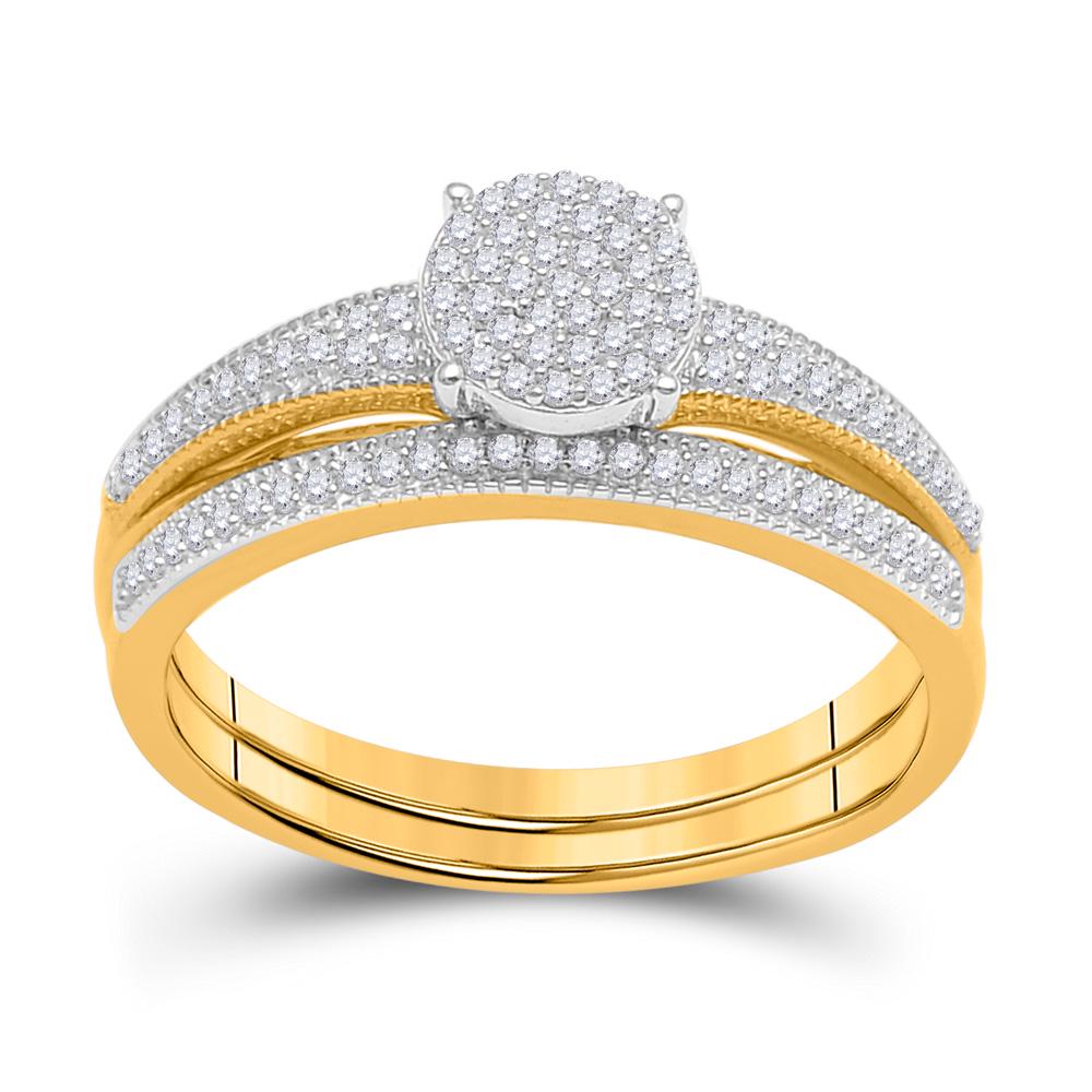 10k Yellow Gold Diamond Cluster Bridal Wedding Ring Ban: 10k Yellow Gold Diamond Cluster Bridal Wedding Ring Band Set 1/4 Cttw **|**|** Metal Type: 10kt Yellow Gold ; Item Number: 91992 ; Style: Clusters ; Ring Size: Ring size selectable ; Carats Total Weig