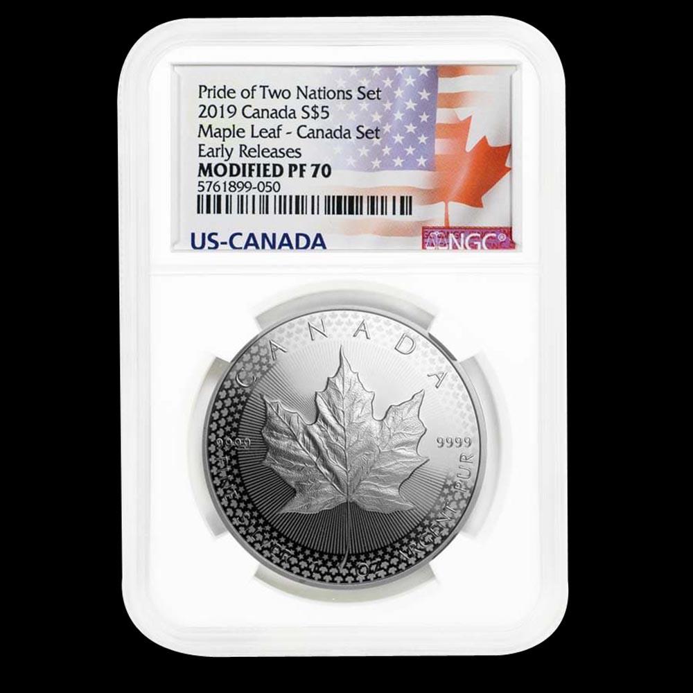 2019 1 oz Silver Maple Leaf Modified Proof PF-70 NGC (E: 2019 1 oz Silver Maple Leaf Modified Proof PF-70 NGC (ER) **|**|** 2019 1 oz Silver Maple Leaf Modified Proof PF-70 NGC (ER) #TSD15446
