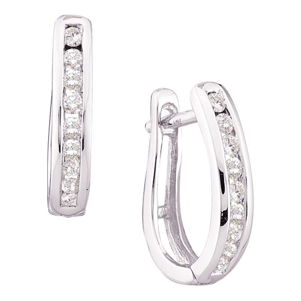 14kt White Gold Womens Round Diamond Oblong Hoop Earrin: 14kt White Gold Womens Round Diamond Oblong Hoop Earrings 1/4 Cttw -- Metal Type: 14kt White Gold ; Item Number: 48993 ; Style: Hoops ; Carats Total Weight *: 1/4 Ct.t.w. ; Primary Gem Type: Diamond ;