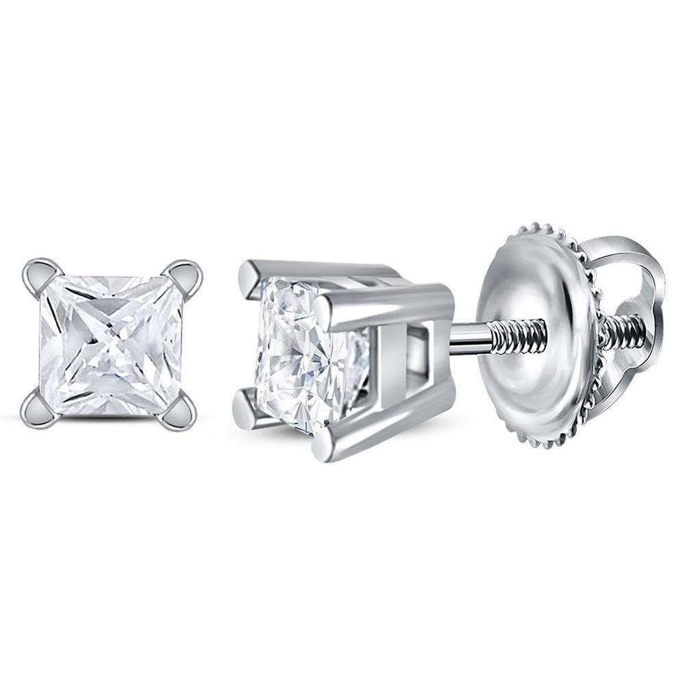 14kt White Gold Unisex Princess Diamond Solitaire Stud: 14kt White Gold Unisex Princess Diamond Solitaire Stud Earrings 1/4 Cttw -- Metal Type: 14kt White Gold ; Item Number: 12468 ; Style: Solitaires ; Carats Total Weight *: 1/4 Ct.t.w. ; Primary Gem Type
