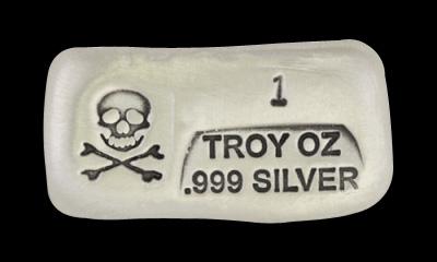 1 oz Silver Bar-Skull and Crossbones: 1 oz Silver Bar-Skull and Crossbones -- 1 oz Silver Bar-Skull and Crossbones #TSD39806