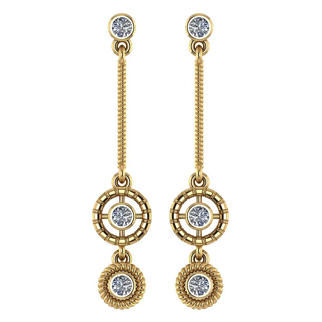 Certified 0.36 Ctw Diamond 14k Yellow Gold Drop Earring: Certified 0.36 Ctw Diamond 14k Yellow Gold Drop Earrings -- Stone Weight ; 0.36 Ctw (6 Pcs Round) Center Stone Color: White G-H Diamond Stone Clarity: VS/SI1 Center Stone Setting ; Prong Metal Weight: