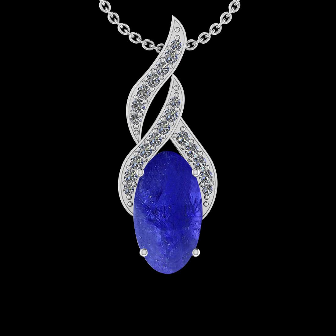 Certified 6.00 Ctw Tanzanite And Diamond SI2/I114K Whit: Certified 6.00 Ctw Tanzanite And Diamond SI2/I114K White Gold Pendant -- Color Stone Weight : 5.85 Ctw (1Psc Oval cabochon ) Center Stone Color : Tanzanite Center Stone Setting : Prong Side Stone Weig