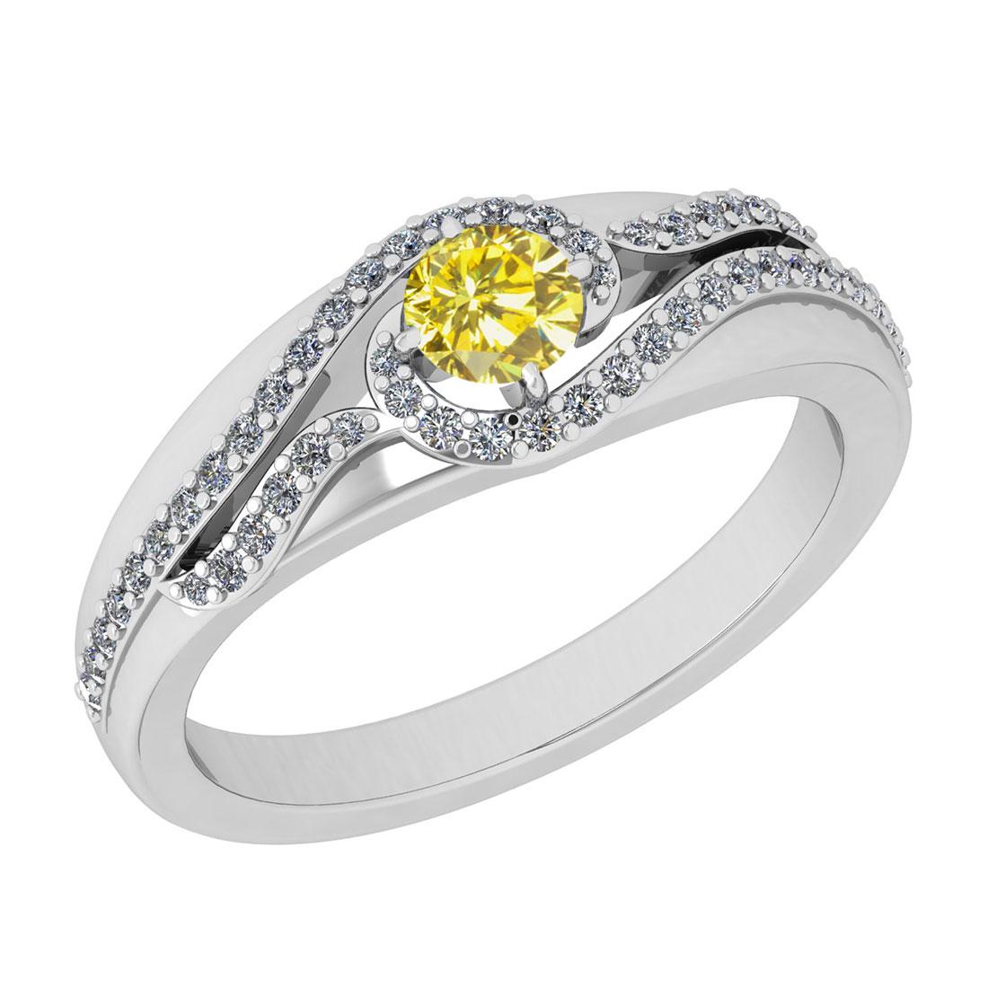 0.75 Ctw I2/I3 Treated fancy Yellow And White Diamond 1: 0.75 Ctw I2/I3 Treated fancy Yellow And White Diamond 14K White Gold Engagement Ring -- Center Stone Weight : 0.50 Ctw (1 Psc Round ) Center Stone Color : Treated fancy Yellow Diamond Stone Clarity :