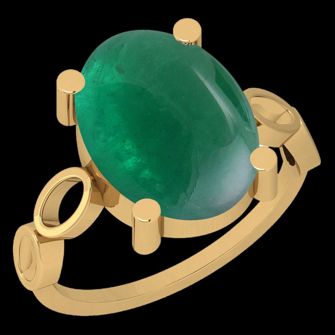 9.11 Ctw Emerlad Style Prong Set 14K Yellow Gold Solita: 9.11 Ctw Emerlad Style Prong Set 14K Yellow Gold Solitaire Ring -- Center Stone Weight : 9.11 Ctw ( Oval Cab ) Center Stone Color :-Emerlad Center Stone Setting : Prong Metal Weight : Approx 4.10 Gram
