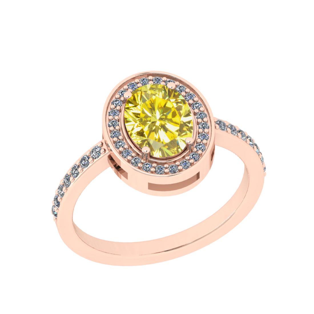 2.72 Ctw I2/I3 Treated fancy Yellow And White Diamond 1: 2.72 Ctw I2/I3 Treated fancy Yellow And White Diamond 14K Rose Gold Engagement Halo Ring -- Center Stone Weight : 2.50 Ctw (Oval Cut ) Center Stone Color : Treated fancy Yellow Diamond Stone Clarity :