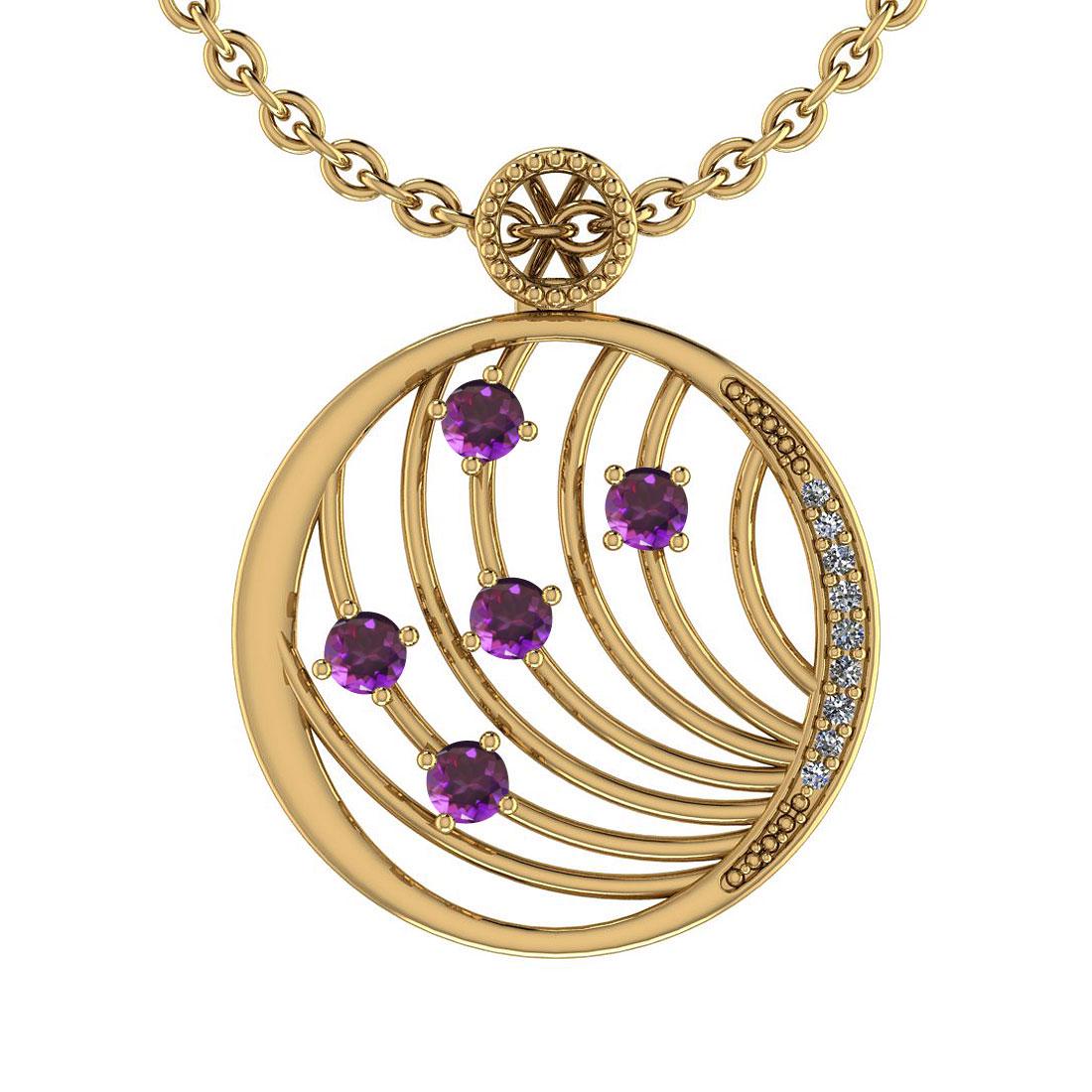 0.40 Ctw SI2/I1 Amethyst And Diamond 14K Yellow Gold Ne: 0.40 Ctw SI2/I1 Amethyst And Diamond 14K Yellow Gold Necklace -- Color Stone Weight : 0.35 Ctw (Round Cut) Center Stone Color : Garnet Center Stone Setting : Prong Side Stone Weight Of Ctw 0.05 Ctw Si