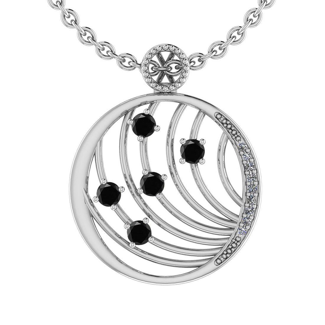 0.40 Ctw SI2/I1 Treated Fancy Black And White Diamond 1: 0.40 Ctw SI2/I1 Treated Fancy Black And White Diamond 14K White Gold Necklace -- Color Stone Weight : 0.35 Ctw (Round Cut) Center Stone Color : Treated Fancy Black Diamond Center Stone Clarity :SI2/I1