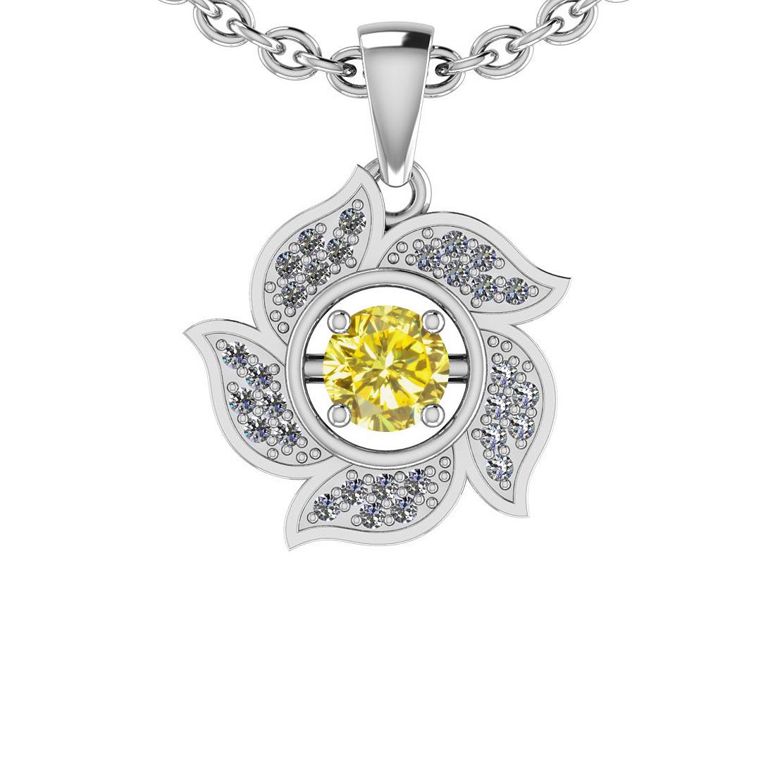 0.68 Ctw I2/I3 Treated Fancy Yellow And White Diamond 1: 0.68 Ctw I2/I3 Treated Fancy Yellow And White Diamond 14K White Gold Pendant -- Color Diamond Weight : 0.50 Ctw (Round Cut ) Center Diamond Color : Treated Fancy Yellow Diamond Stone Clarity : I2/I3 C